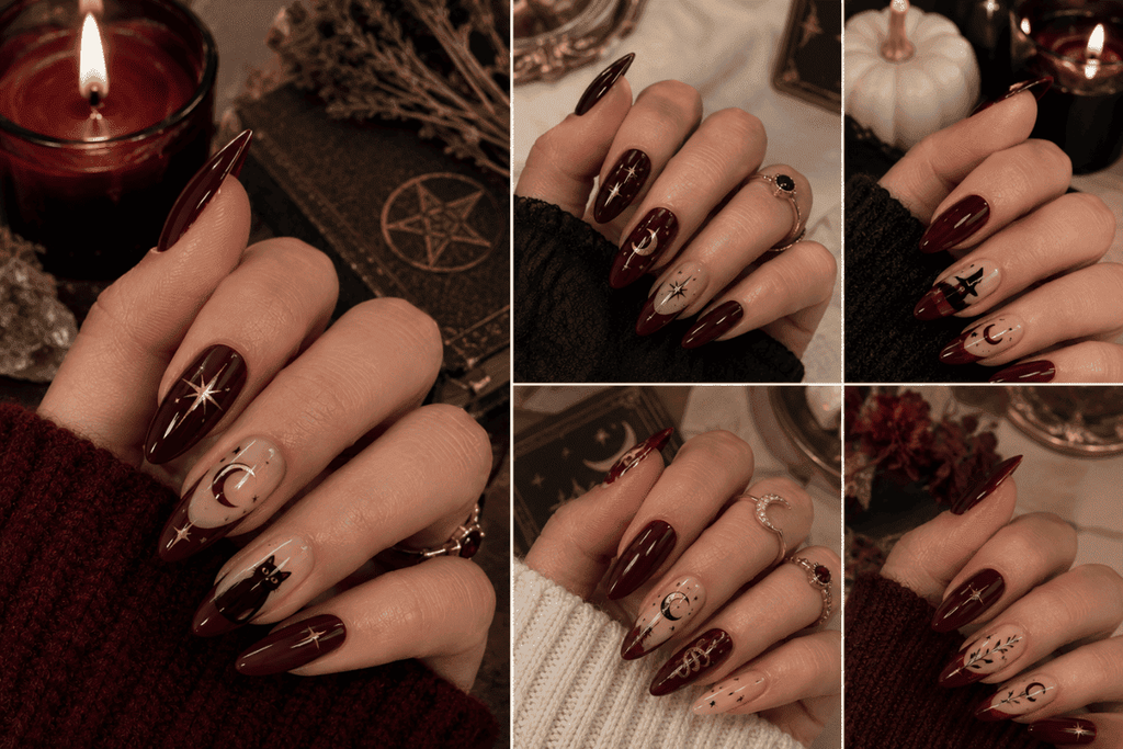 Witchy Burgundy Nails
