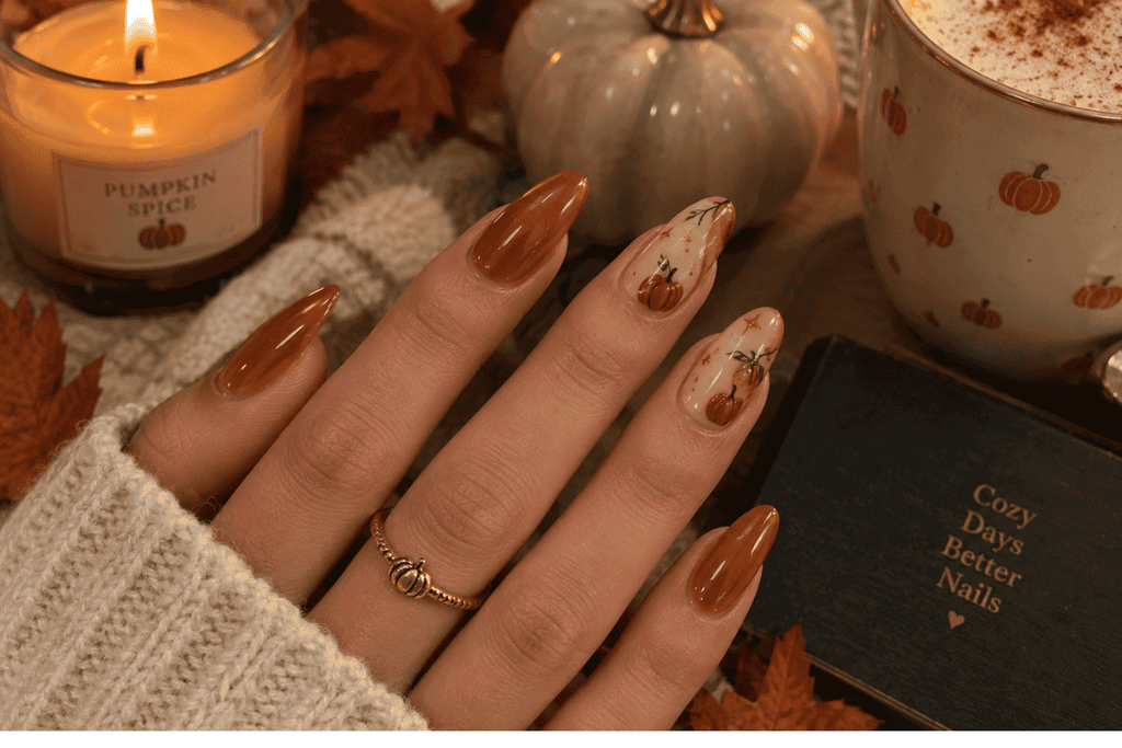 Glazed Pumpkin Nails
