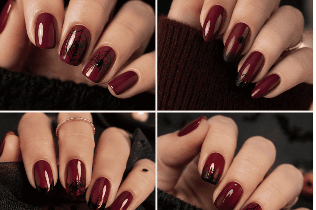  Dark Cherry Halloween Nails