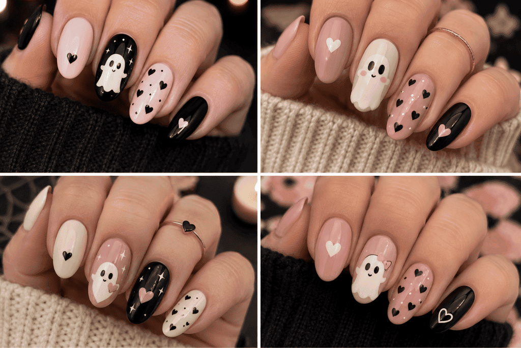  Cute Ghost + Heart Nails