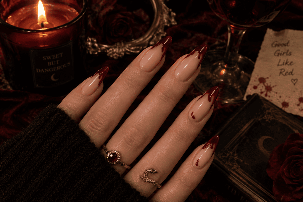  Bloody Red French Tips