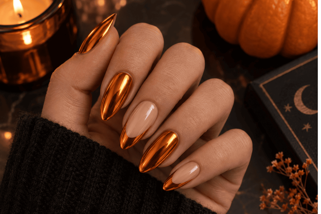 Orange Chrome Nails
