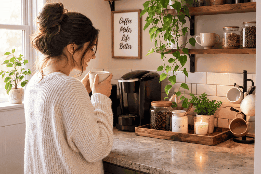 Turn a Small Kitchen Corner Into a Home Café